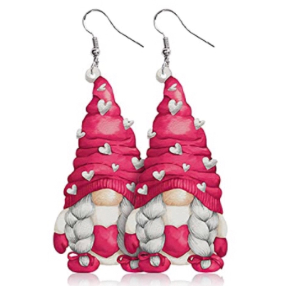 Valentine’s Day Gnome Faux Leather Earrings